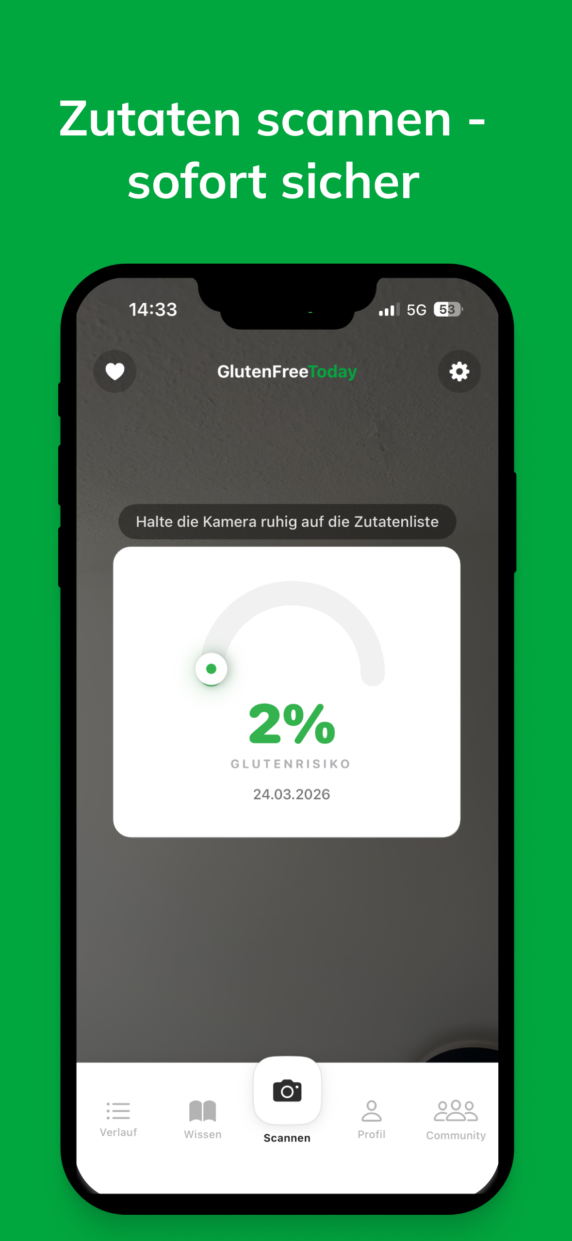 Scanner — Zutaten scannen, sofort sicher