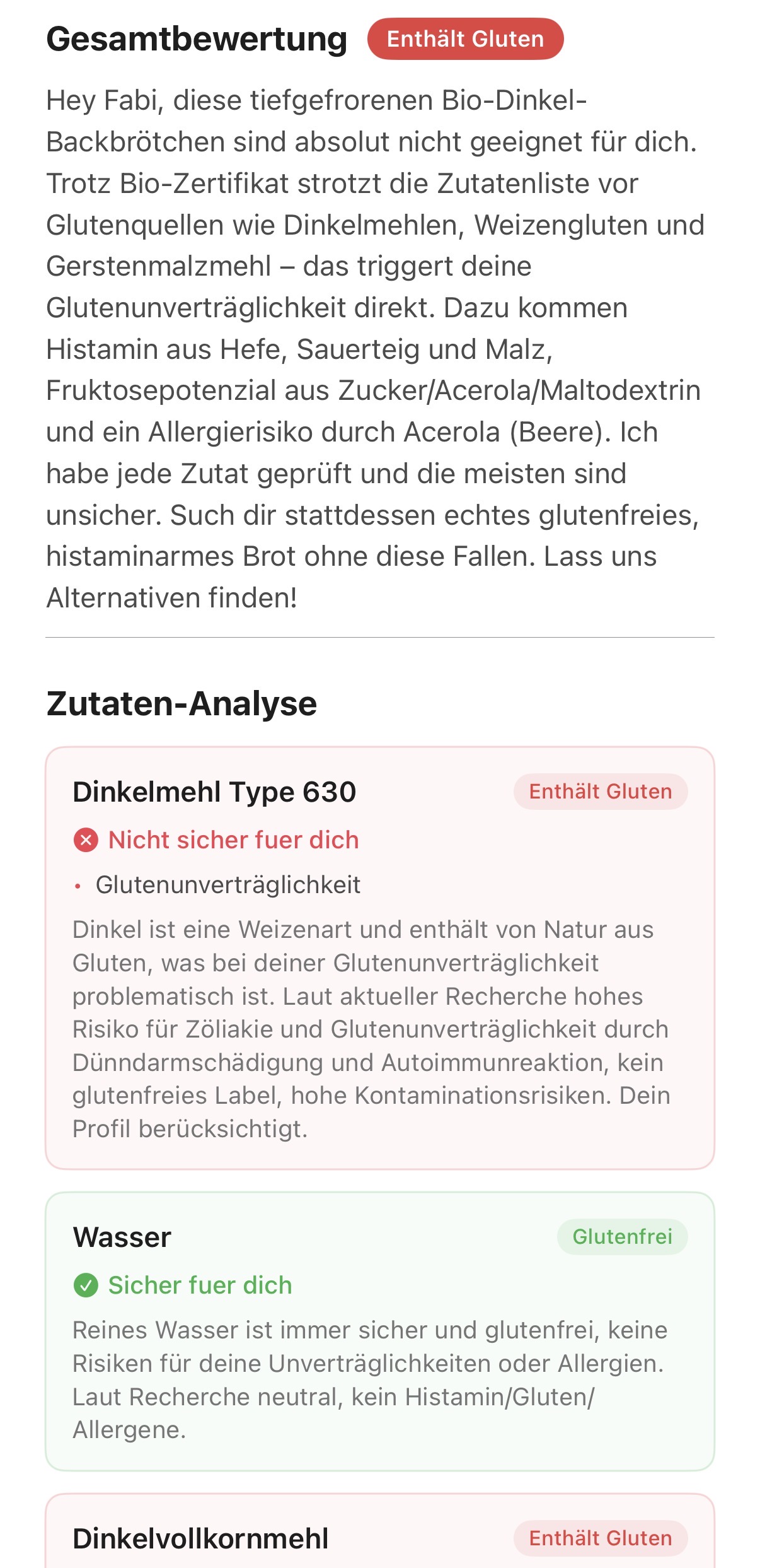 Zutaten-Analyse